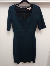 diana ferrari Size XS green square-neck bandage with three-quarter Sleeve Dress