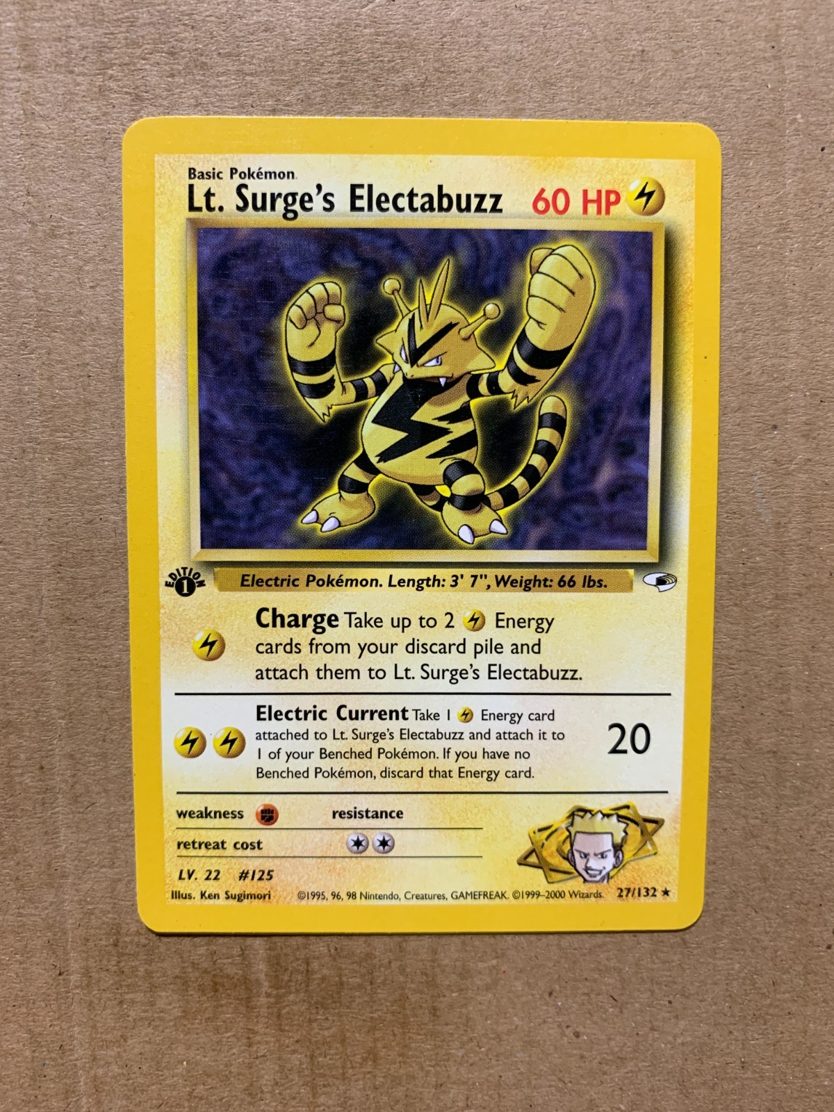 1st Edition Lt. Surge's Electabuzz 27/132 Gym Heroes - Rare Pokemon Card - NM