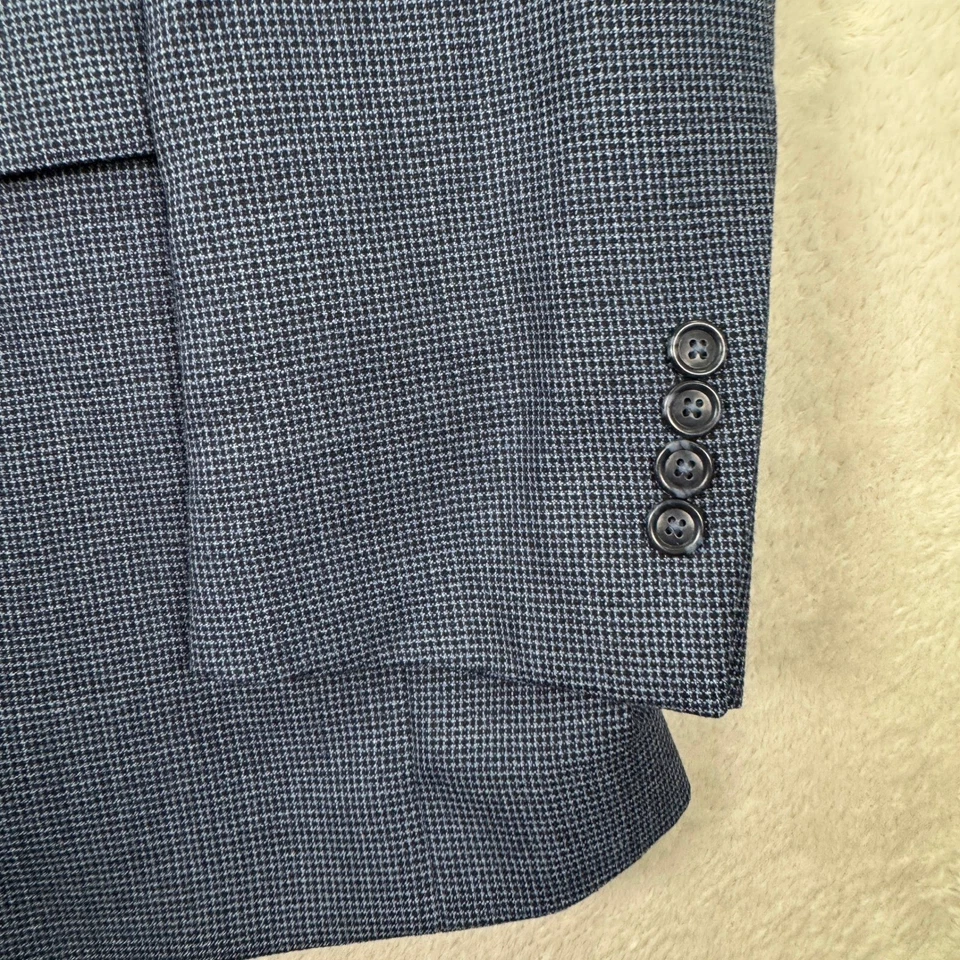 Chaqueta Blazer JOS A BANK Travelers Fit Para Hombres 44L Mini Cuadros Azul Lana Usada en Excelente Condición Foto 3 de 4