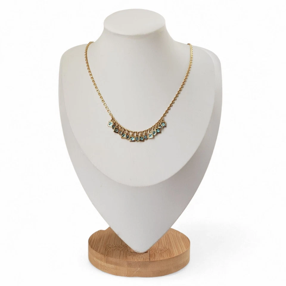 Collar Lia Sophia Bisel Abierto Facetado Azul Pálido Cristal Flecos Tono Dorado Foto 2 de 4