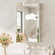 14 x 24 Medicine Cabinet with Mirror, Assembly Required, Silver Recessed Bath...