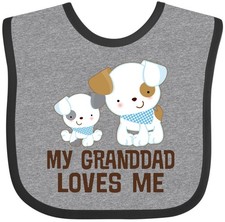 Inktastic My Granddad Loves Me Grandson Puppy Baby Bib Childs Clothes Shower