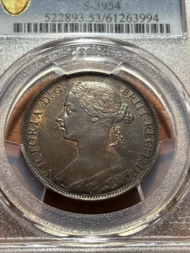 Great Britain 1893/2 Penny - PCGS AU53 - Rare Overdate - Only 1 Graded by PCGS - Image 4 of 4