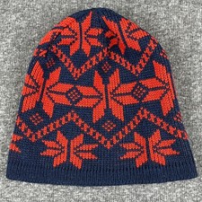 Vintage Wigwam Hat Beanie Mens One Size Blue Red Fair Isle Wool Ski USA 80s