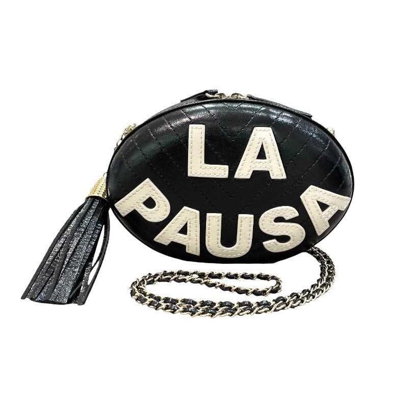 CHANEL La Pausa Black Calf Leather Chain Shoulder Bag GHW M26 Series 1425
