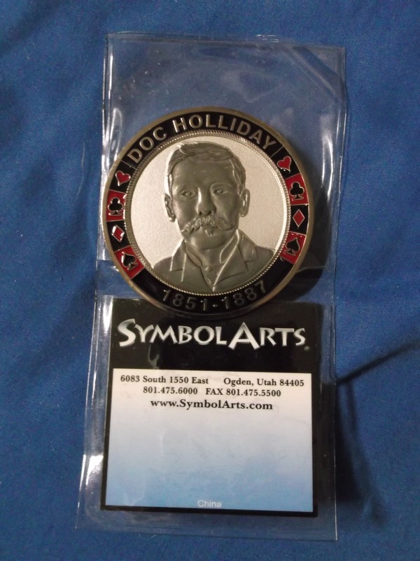 DOC HOLLIDAY O.K. CORRAL POKER WEIGHT CARD GUARD CHIP COVER COMMERATIVE COIN