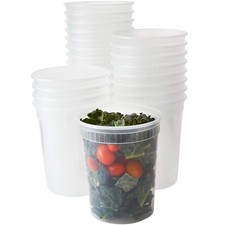 Deli-BPA-32oz Plastic Containers with Lids 24ct. Leakproof Microwavable Porti...