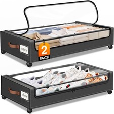 Under Bed Storage with Wheels 2Pack Storage Containers with Clear Window