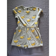 Tiny Tribe Australia Girls Sage Green Banana Print Romper Size 6