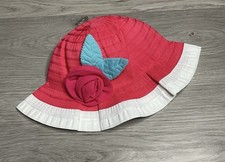 New Gymboree Infant Girl Coral Flower Ribbon Hat Size 12-24 months