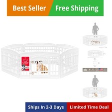 Dog Playpen Puppy Playpen Indoor   24" 6-Panel Dog Playpen with Door, 61 x 61...