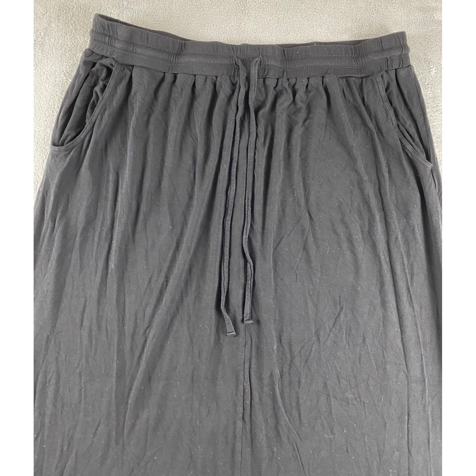 Basic Editions Black Maxi Skirt Drawstring Waist … - image 2