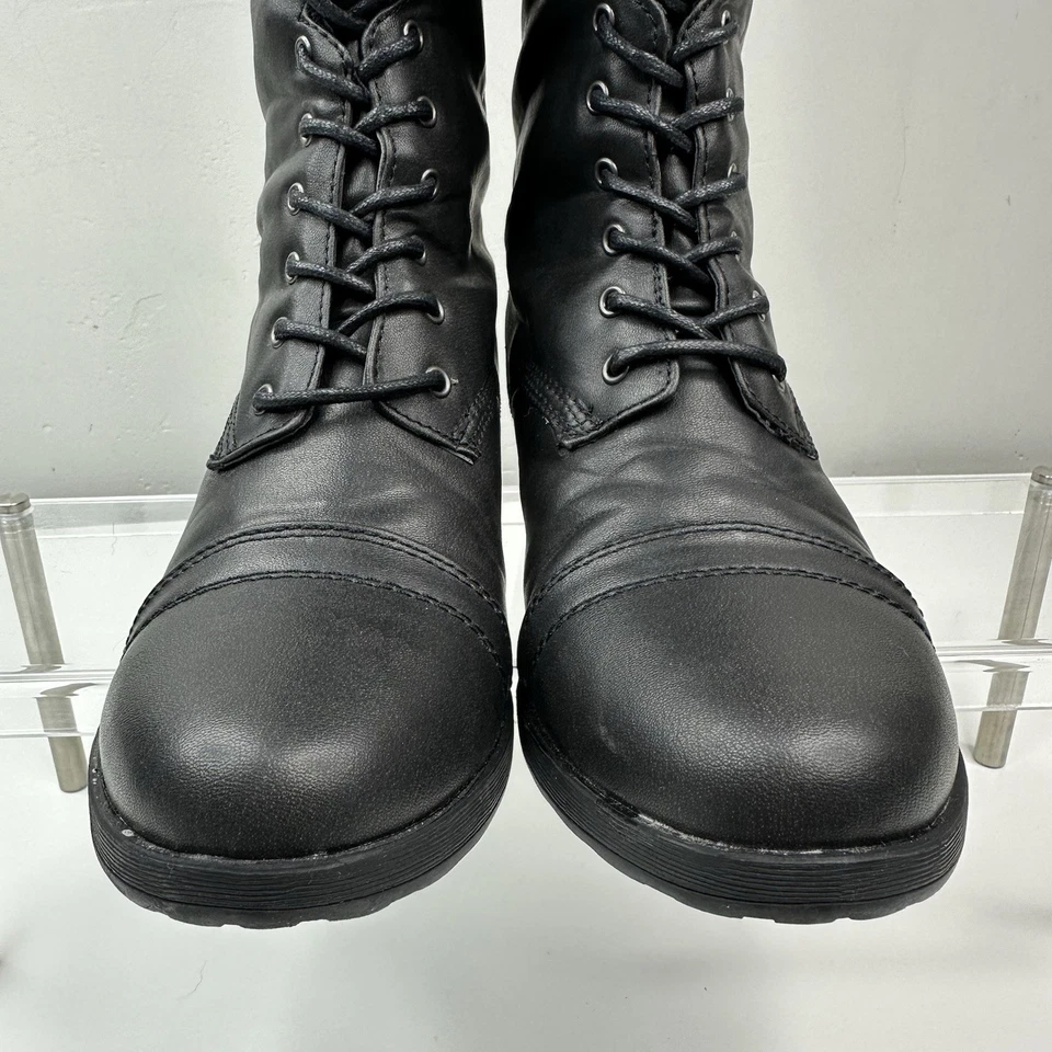 Madden Girl Women's Black Saalute Mid-Calf Tie Up Zip Combat Boots US 8 - Image 3 of 4