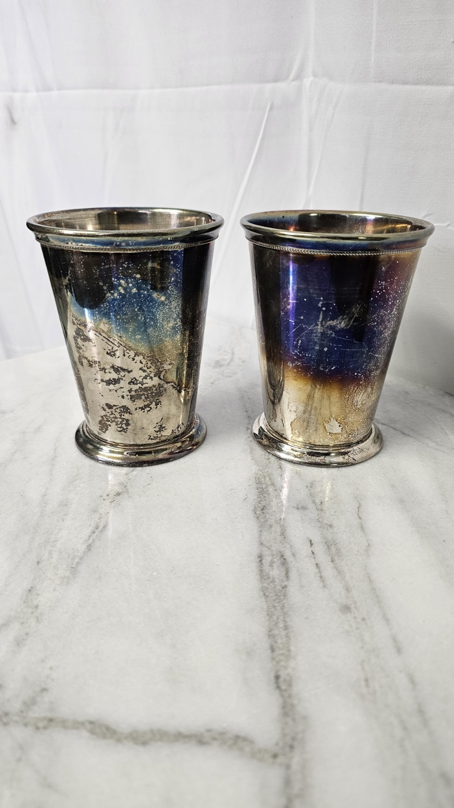 Patrick Henry Silverplate Mint Julep Cup Pair Italy Cocktail