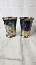 Patrick Henry Silverplate Mint Julep Cup Pair Italy Cocktail