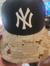 New York Yankees Hat Cap Fitted Mens 7 1/4 Bl...
