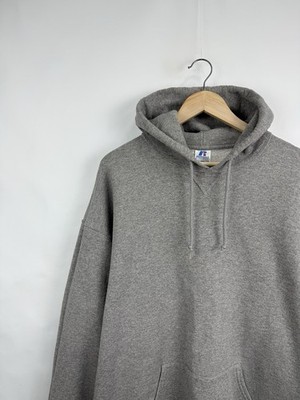 🇺🇸 Vintage 90s Russell Athletic Blank Gray Hoodie Rare Retro
