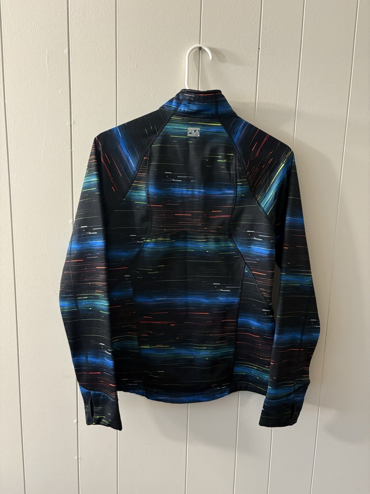 FILA Giacca donna piccola full zip pista atletica nera multicolore righe M3