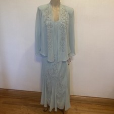 New $120R & M Richards size 10 slate blue- green long dress & jacket made in USA