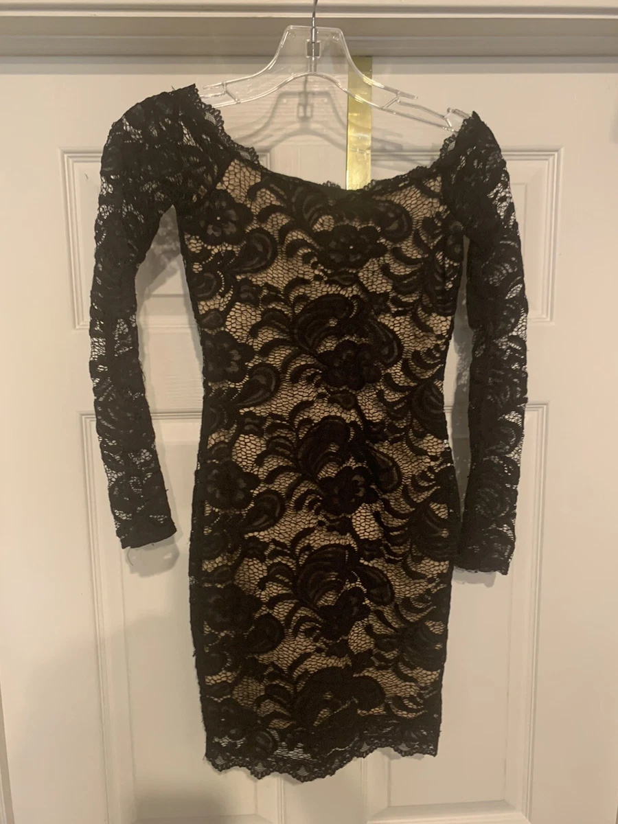 Black lace dress top with gold underlay