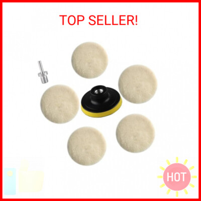 IPELY 7 Pcs 3 Inch Wool Polisher Buffing Wheel Small Buffing Pads for Drill Buff