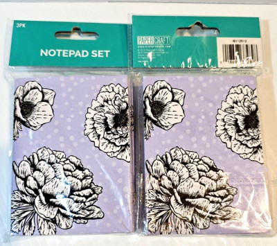 PaperCraft NotePad Set ~ Purple Floral ~  3-Pak x 70 Pages Each ~ Made in India