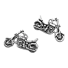 20 pcs Silver Motorcycle Charms Bead Drops Findings Jewelry Making Supples 24mm