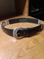 VINTAGE LIMITED MADE IN USA GEOMETRIC BLACK LEATHER BELT WOMEN  S SZ S
