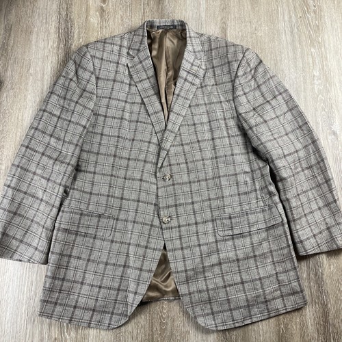 CORNELIANI Men's 46 Beige Linen Sport Coat Windowpane Check Italian Blazer Flax - Picture 2 of 24