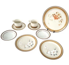 Brown Stoneware Breakfast Set for 2 Made in Japan