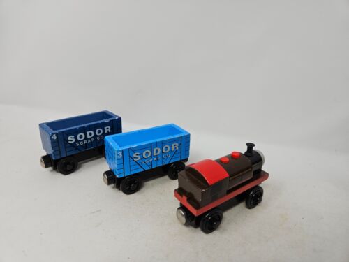Thomas & Friends Ferrovia in legno Bertram rottami auto 3 e 4 treno serbatoio motore ottime condizioni - Foto 4 di 5