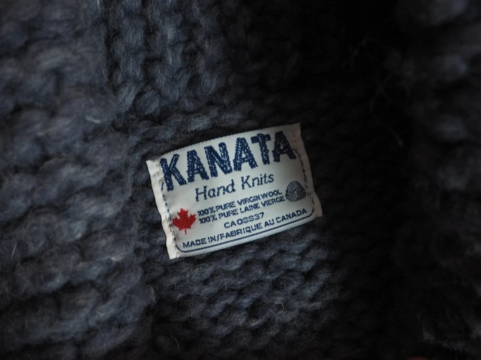 VTG 70s 80s Kanata Gray Cream Deer Wool Full Zip Heavy Cowichan Sweater M - Image 4 of 4