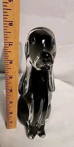 Rare Vtg Murano Art Glass Large Dog Figurine Sculpture Smokey Black - Picture 8 of 10