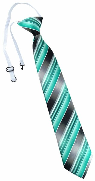 Tigertie Kinderkrawatte Mint GrüN Silber Anthrazit Grau Gestreift - Mit Gummizug-image