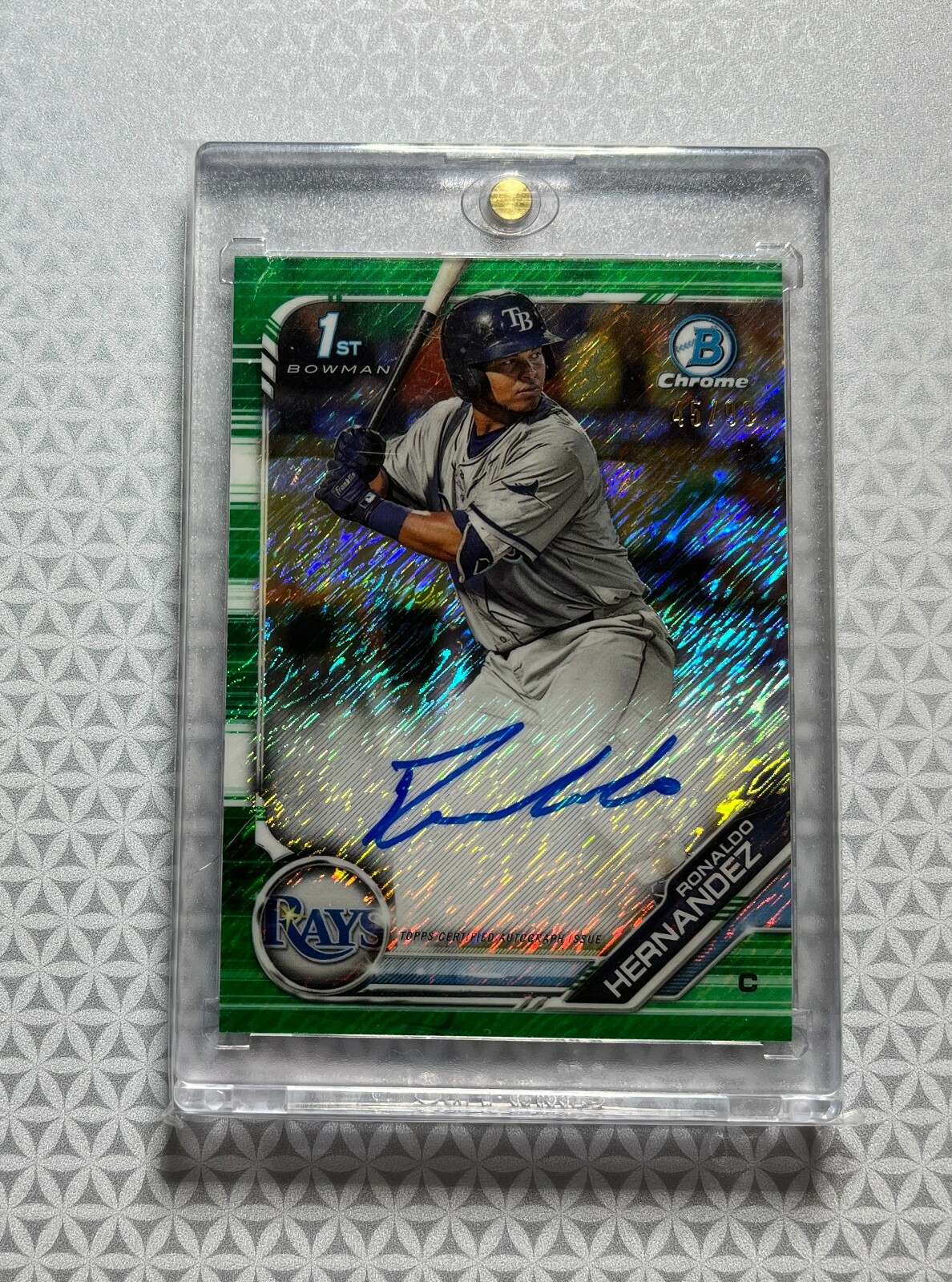 Ronaldo Hernandez 2019 1st Bowman Chrome Green Shimmer Refractor AUTO RC #45/99