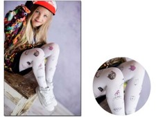 Weiße Strumpfhose mit lustigen Katzen 40 den