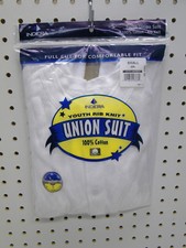 Boy's Indera mills White Cotton size Small Union Suit One Piece Long Underwear