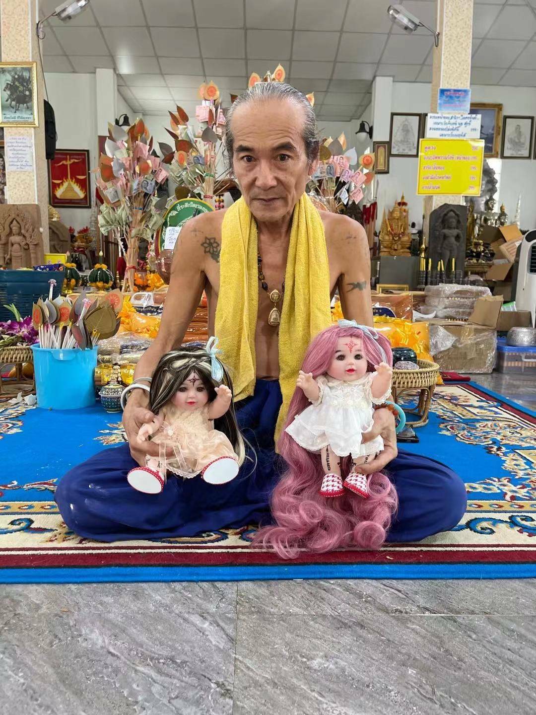 Thai Amulet Doll Luk Thep Girl Full Of Yant Strong Protection & Money