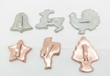 Vintage Set of 6 Aluminum Cookie Cutters Various Shapes TF