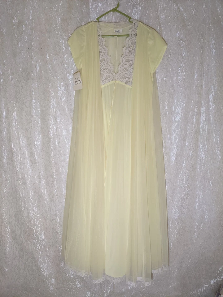 Conjunto de bata Peignoir camisón vintage de gasa de Lucie Ann Beverly Hills L Foto 3 de 4