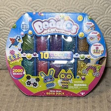 NIP Moose Beados Mega Bead Refill Pack 10 Colors 2000 Beads Crystal Glitter READ