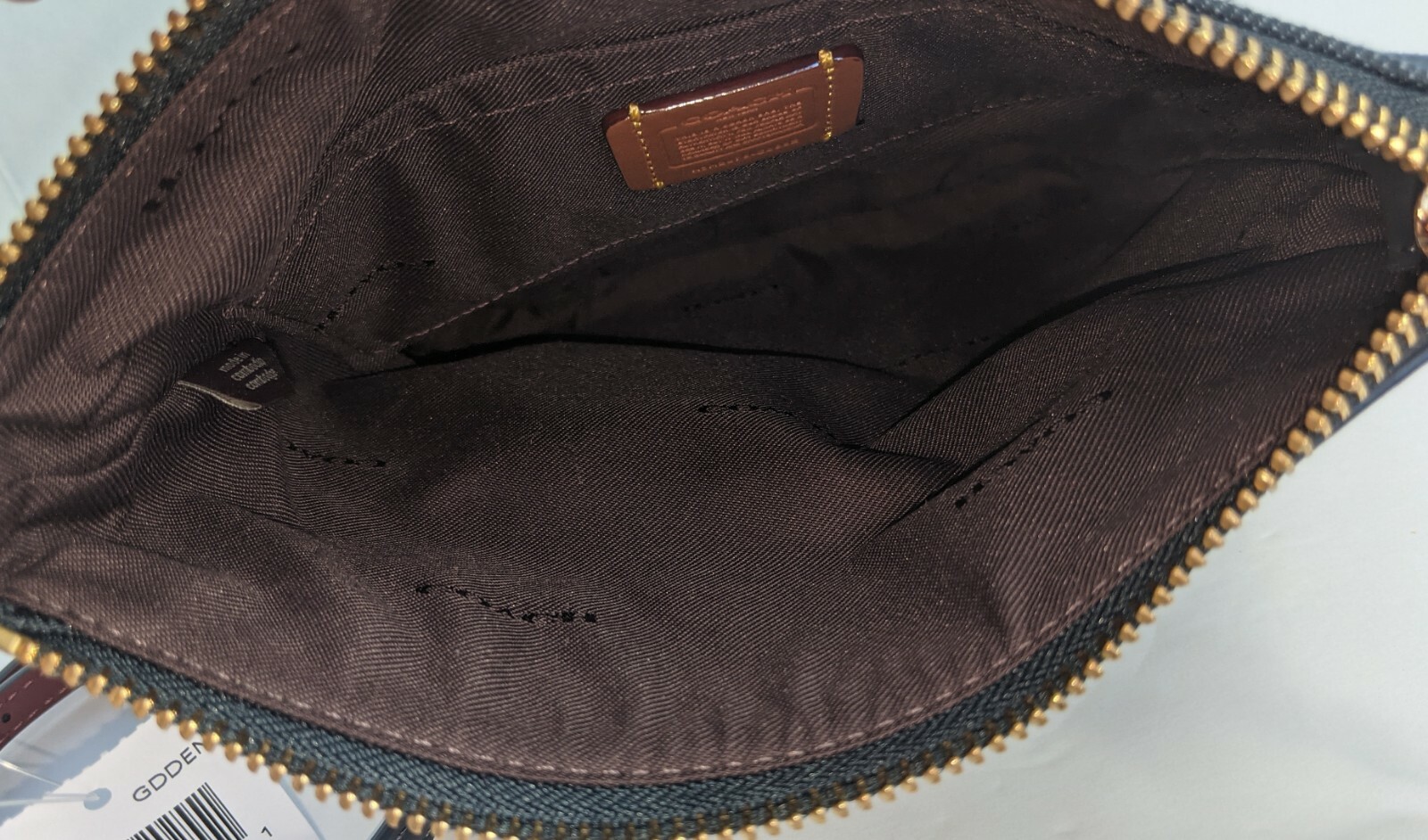 COACH Denim Jacquard Kitt Crossbody Messenger Bag Handbag Leather Navy