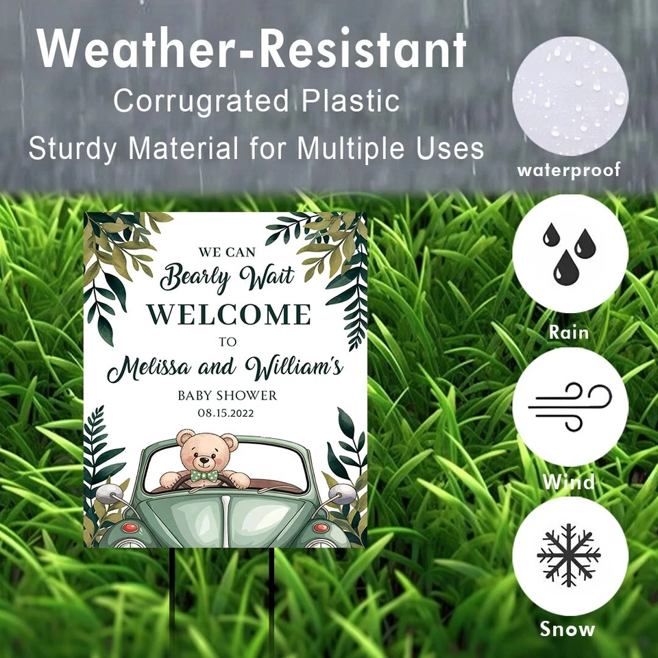 Персонализированный знак приветствия для душа ребенка, знаки для двора с кольями уличные знаки для газона - Изображение 4 из 4