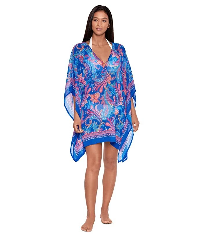 Ralph Lauren VERANO PAISLEY Túnica de Gasa Arrugada Encubrimiento, EE. UU. Pequeña/Mediana Foto 2 de 4