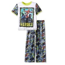 Justice League Boys Big Mesh 2pc Sleepwear Set, Grey, Medium SS Top Long Pants