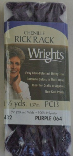 Wrights- Chenille Rick Rack - 3/4"w x1 1/2 yd. 10 Great colors to pick from. - Picture 12 of 12