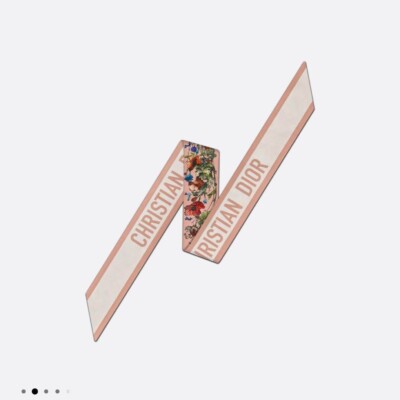 Dior フラワーパターンミッツァ Millefiori Mitzah Scarf White and Pink Silk Twill | DIOR