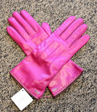 New 98 Coach Women's Basic Leather Gloves - FUCHSIA - Size 7 -  83875