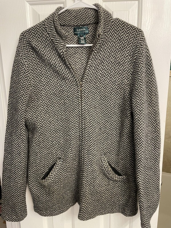 Lauren Ralph Lauren Womens Brown Lambs Wool Full Zip Pockets  Jacket