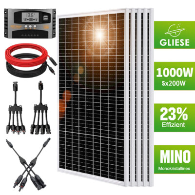 200W 1000W Solaranlage Komplettpaket Solarpanel Inselanlage Garten